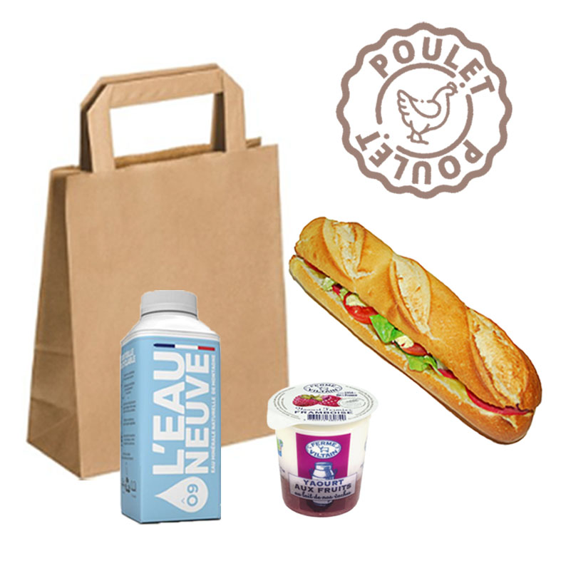 Formule sandwich HAUT DE GAMME Poulet & Yaourt aux fruits "local Ferme de Viltain"